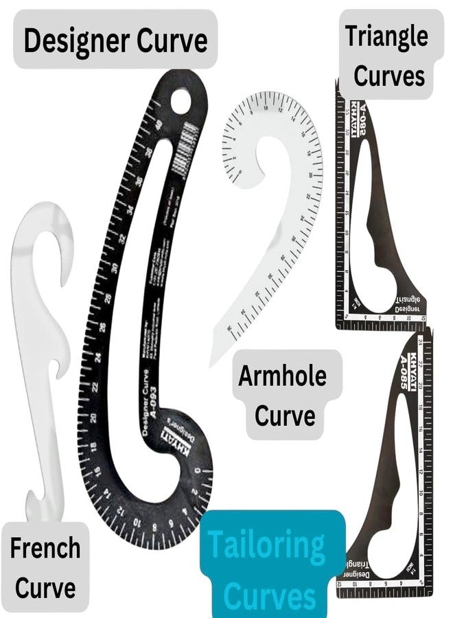 JEFFY Wooden French Curve Ruler Set - 15-Piece Dressmaking & Sewing Tools Kit with French Curves, Measuring Tape, Thread Cutter, Marking Pen & More for Pattern Making and Garment Design - Image 4
